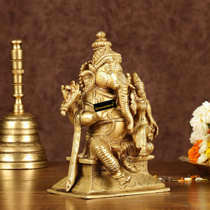 Brassaura™ Brass Siddhi Ganesha Utchista Ganapati Murti – Height 7 Inches, Weight 2.75 Kgs | Divine Prosperity Idol