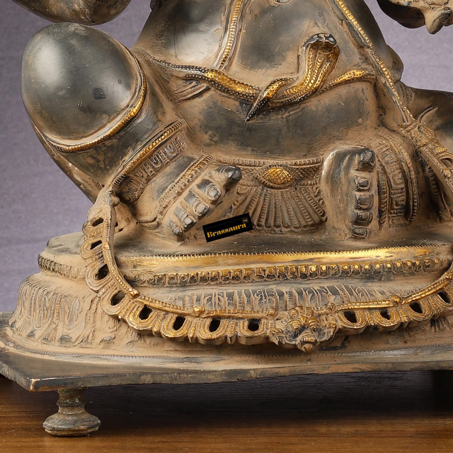 Brassaura™ Ganesha Brass Sculpture – Antique Sandstone Finish | Height 20.5 Inches, Weight 23.3 Kgs