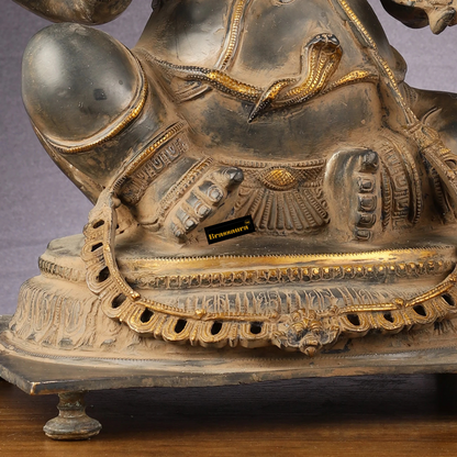 Brassaura™ Ganesha Brass Sculpture – Antique Sandstone Finish | Height 20.5 Inches, Weight 23.3 Kgs