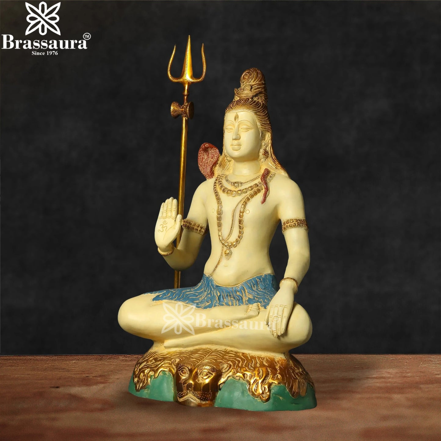Brassaura™ Elegant Mini Brass Shiva Murti – Height 24.5 Inches & Weight 17.4 Kgs | Hindu God Statue