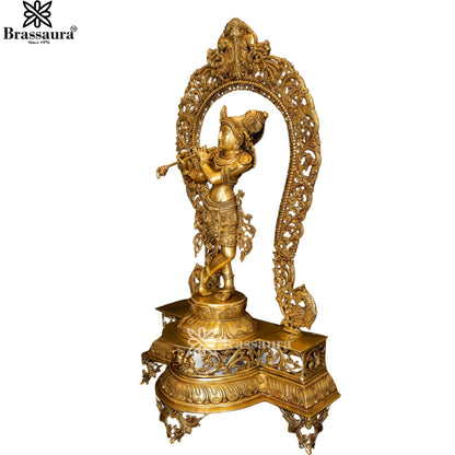 Brass Royal Gold Krishna Murti Weight 20 Kg And Height 30.5 Inch