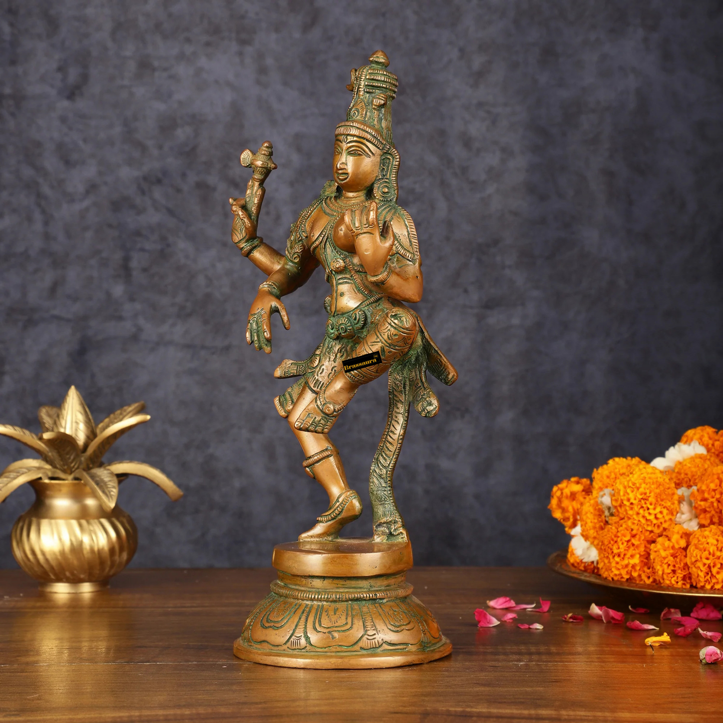 Brass Aardhnareshwar Idol for Home and Decor | Weight 3.25 Kg Height 12 inch | Multi-Coloured