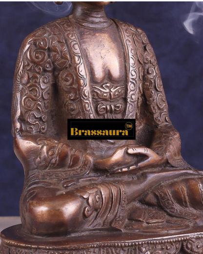 Brassaura™ Pure Brass Buddha Idol – Height 7 Inches, Weight 1.4 Kgs