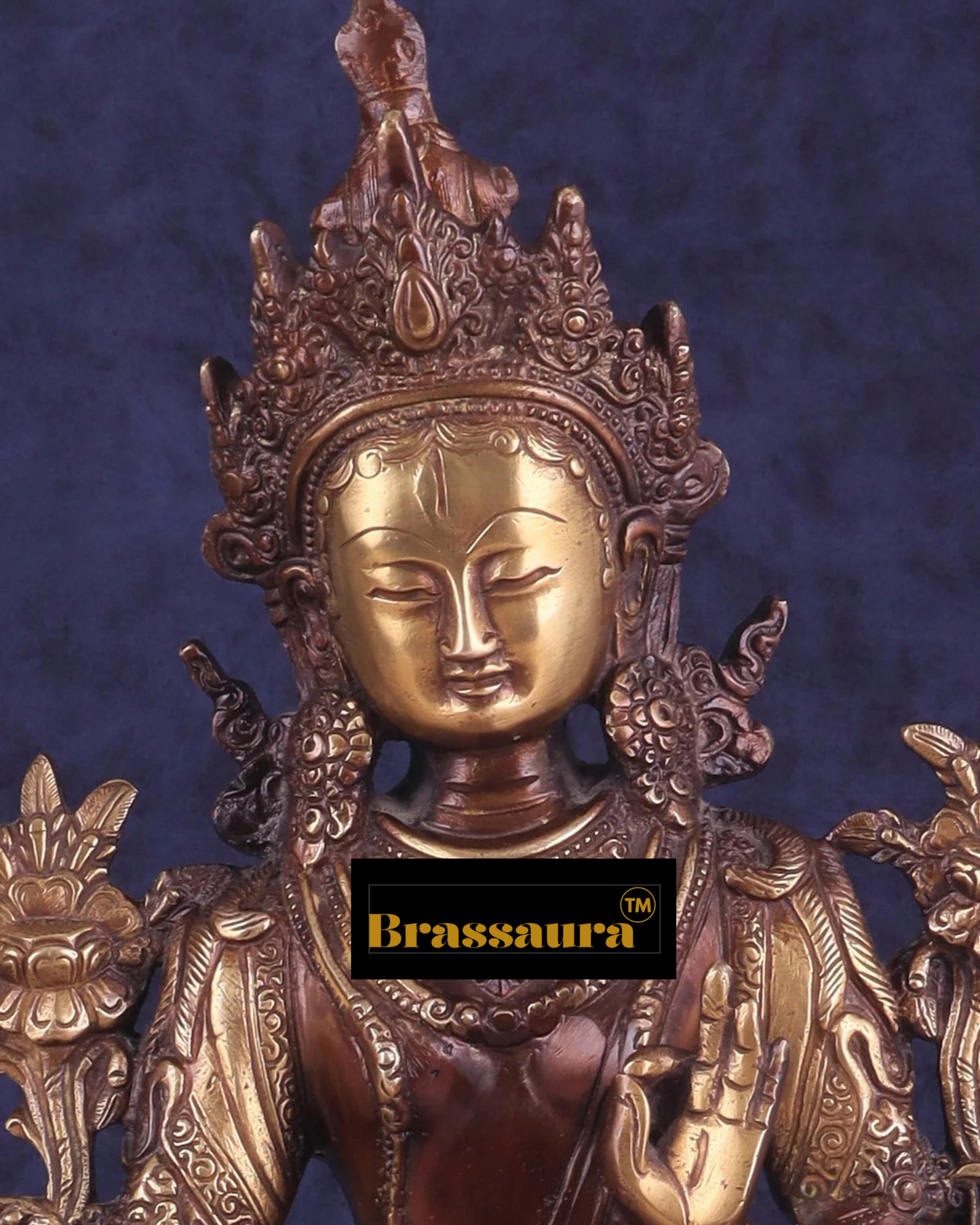 Brassaura™ Pure Brass White Tara Idol – Height 14 Inches, Weight 5.3 Kgs