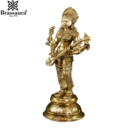 Brass Saraswati Statue Weight 23 Kg And Height 14 Inch