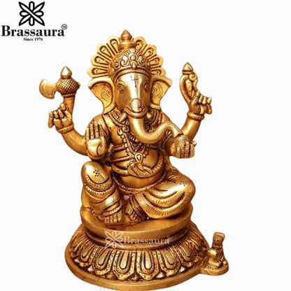 Brass Lakshmi Ganesh Murti Weight 6.3 Kg And Height 8 Inch