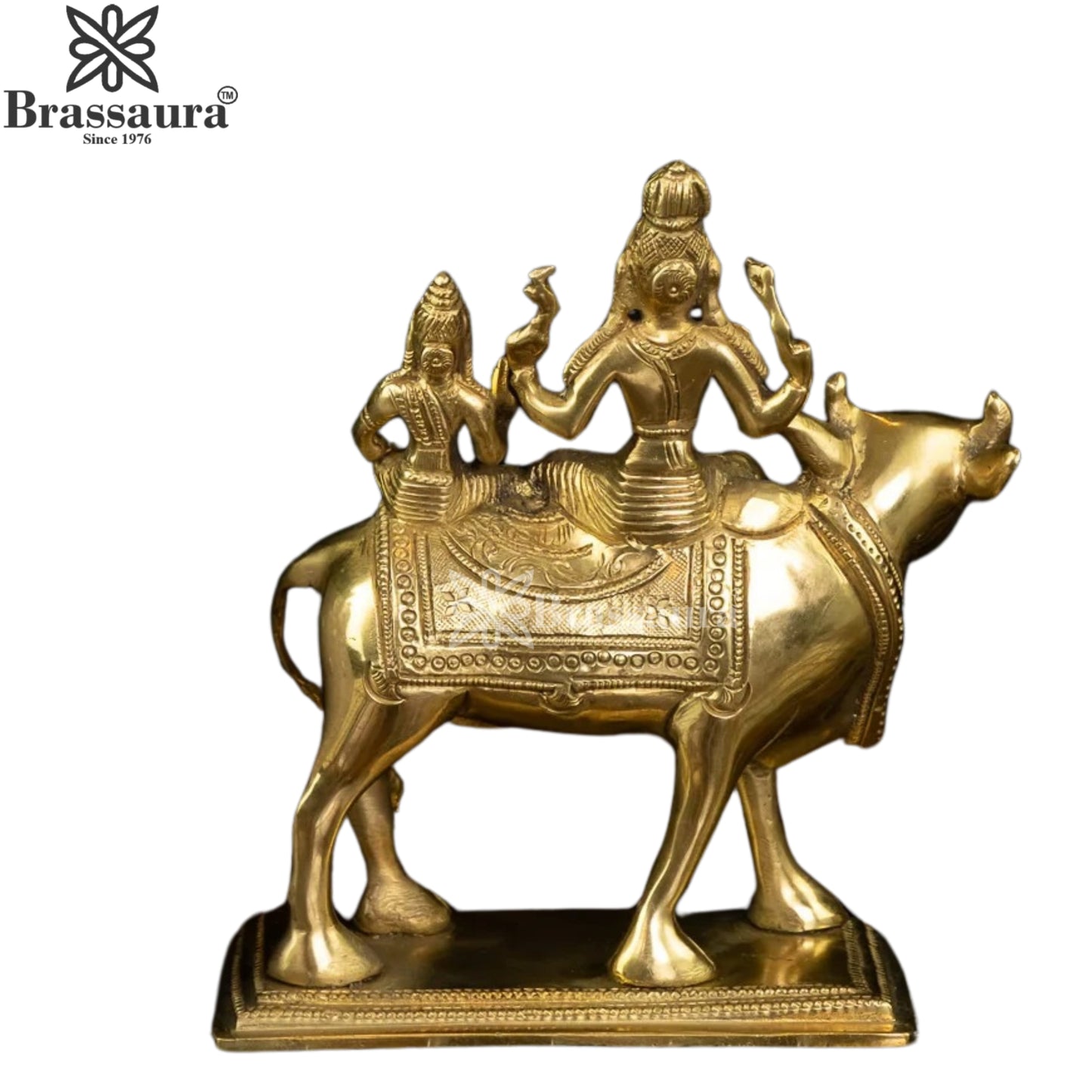 Brass Lord Shiv Parvati & Nandi Statue Weight 1.8 Kg And Height 6 Inch