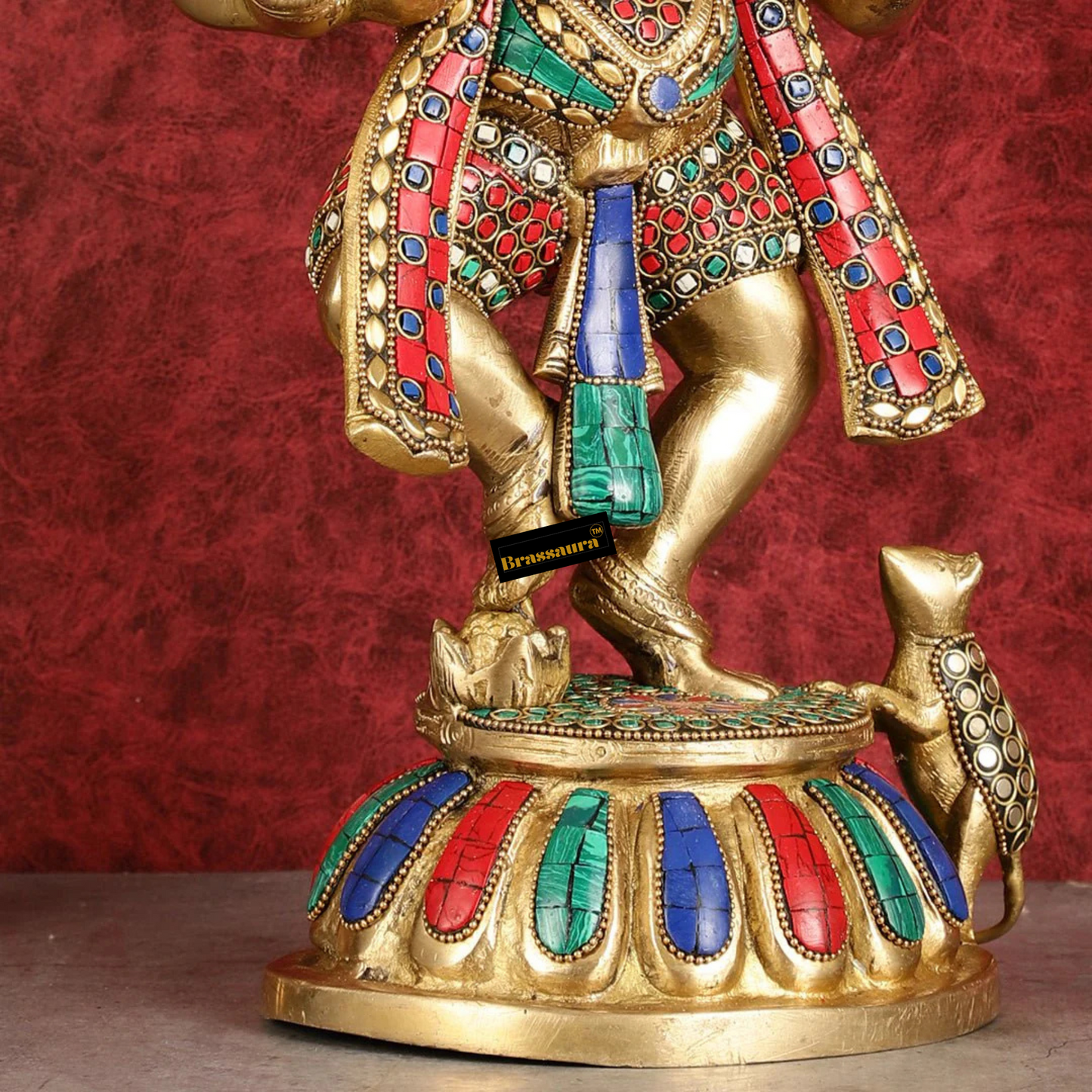 Brassaura™ Brass Panchmukhi Dancing Ganesha Statue – Black & White Sand Finish | Height 15 Inches, Weight 8 Kgs