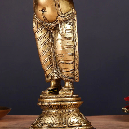 Brassaura™ Brass Standing Ganesha Idol – Height 10 Inches, Weight 2.58 Kgs | Wisdom & Prosperity Statue