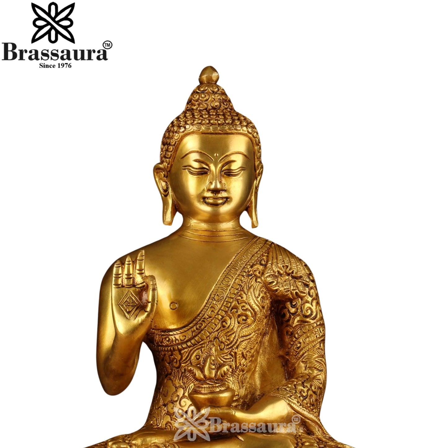 Brass Blessing Buddha Weight 7 kg & Height 12.5 Inch