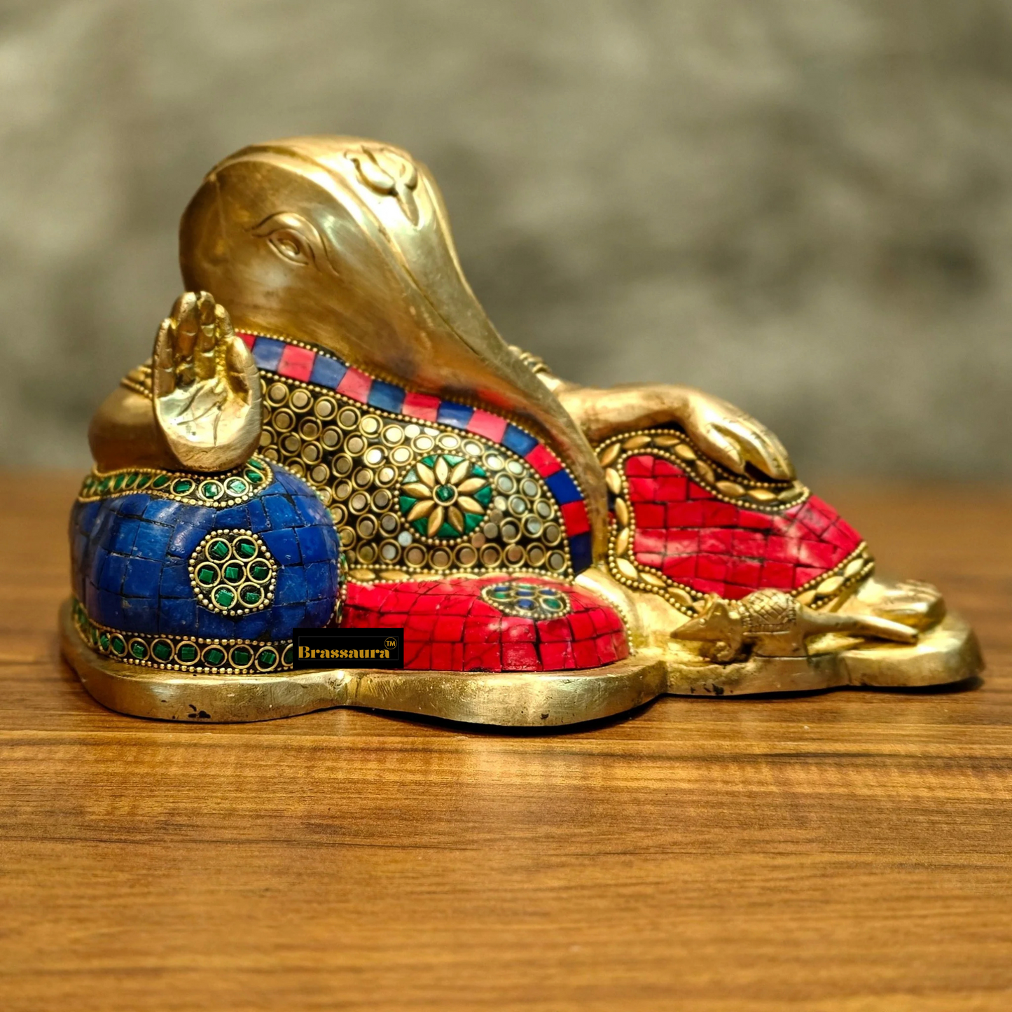 Brassaura™ Pure Brass Handcrafted Modern Ganesha Statue – Height 6 Inches, Weight 4.25 Kgs