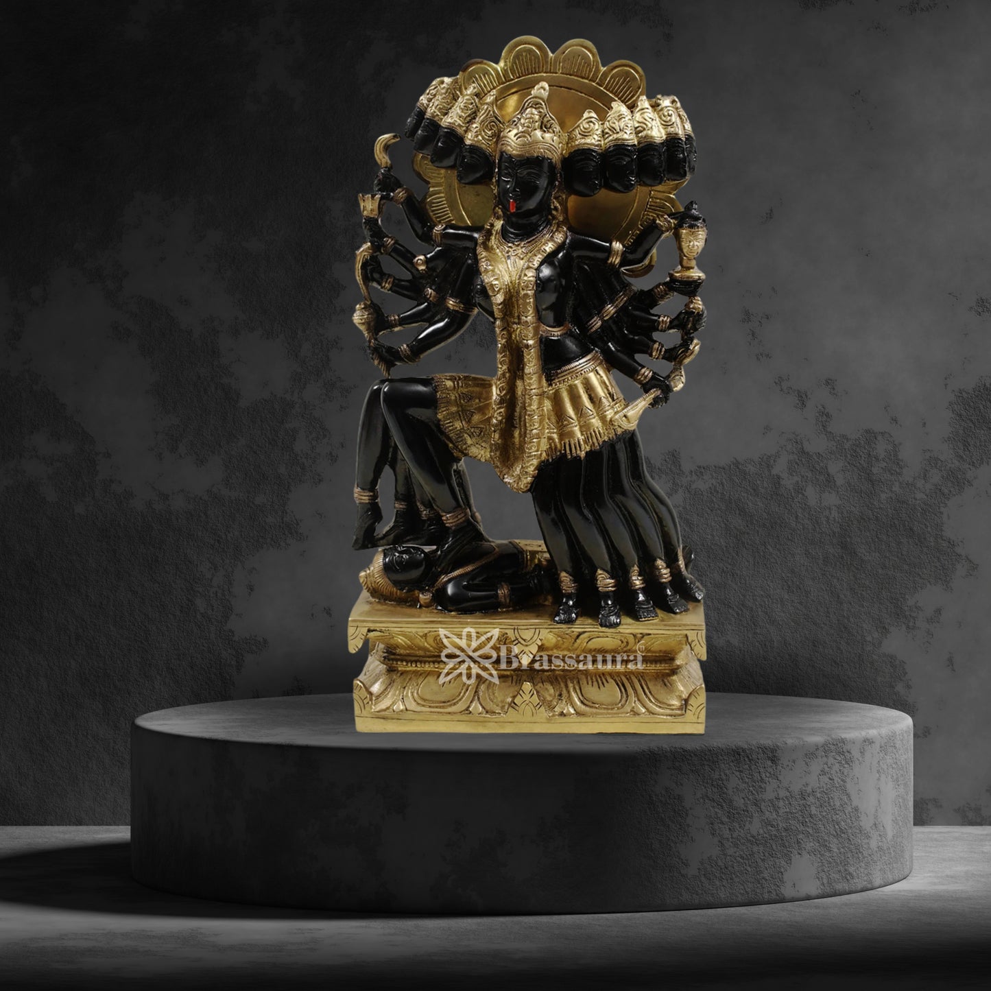 Brassaura™ Premium Brass Kali Maa Idol – Height 15 Inches & Weight 8.5 Kgs | Hindu Goddess Statue