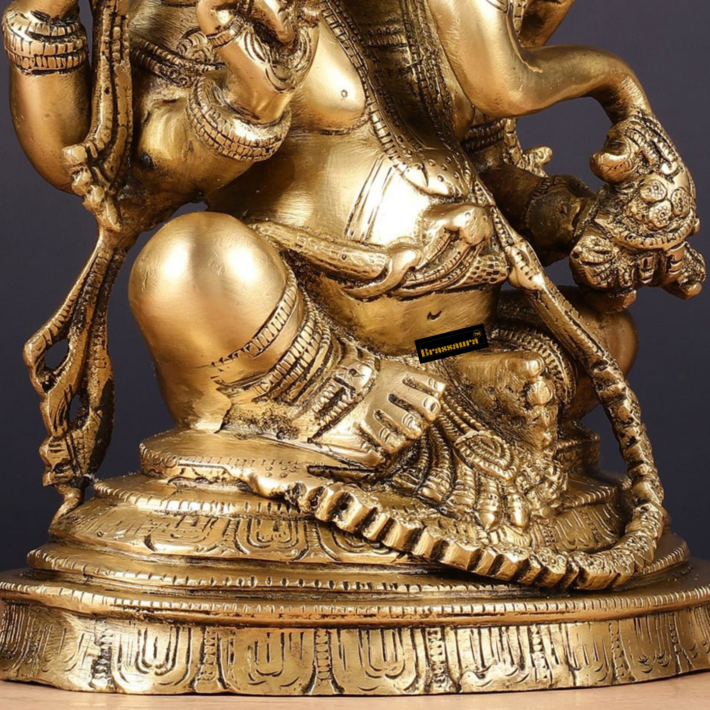 Brassaura™ Pure Brass Ganesha Statue – Height 10 Inches, Weight 4.8 Kgs | Wisdom & Prosperity Idol
