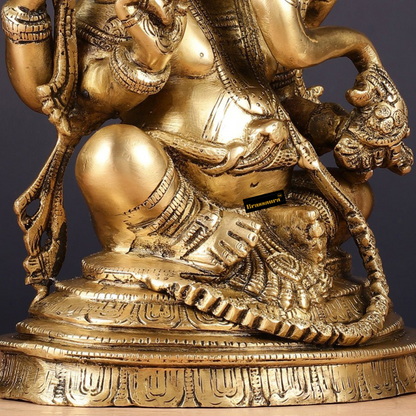 Brassaura™ Pure Brass Ganesha Statue – Height 10 Inches, Weight 4.8 Kgs | Wisdom & Prosperity Idol
