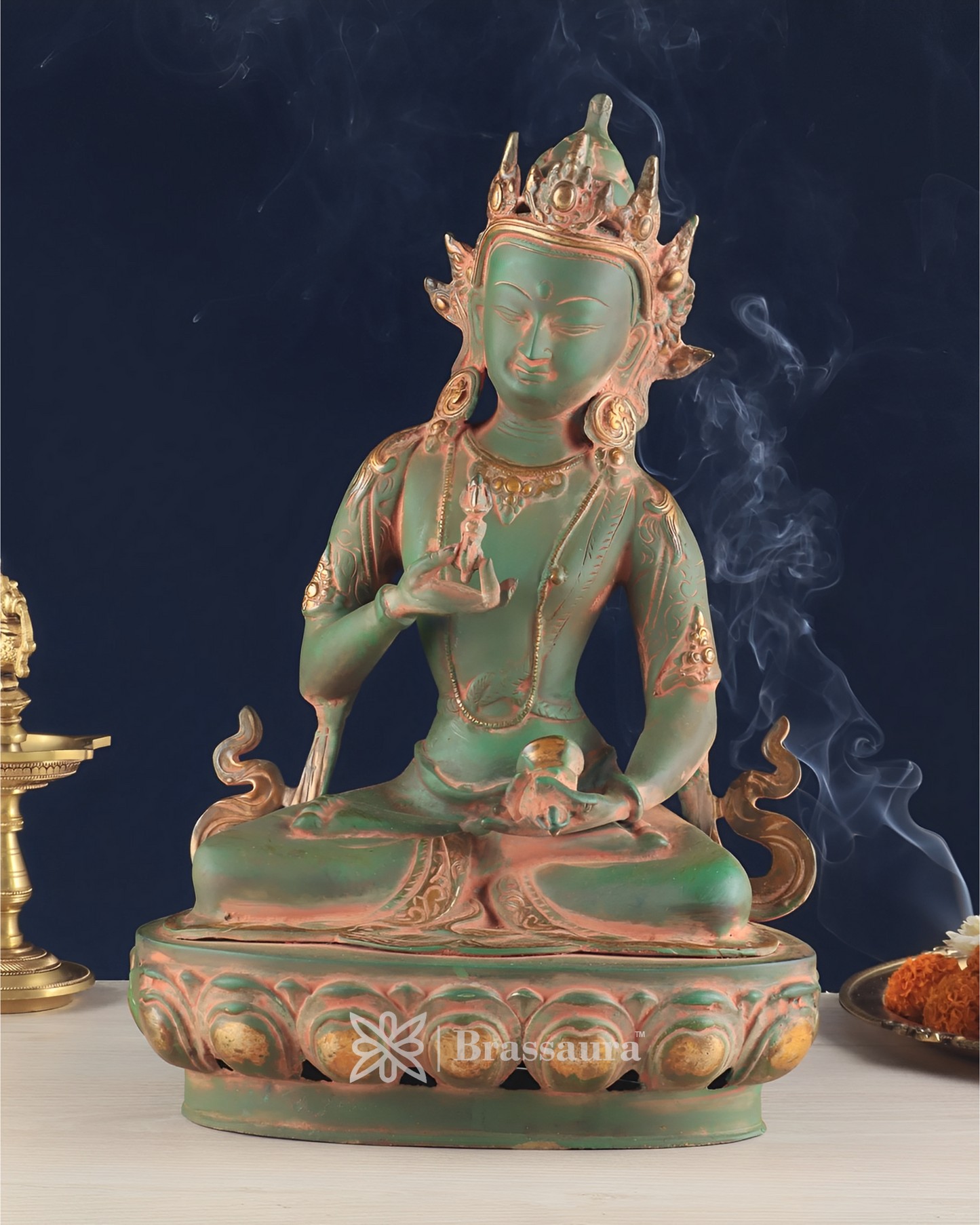Brassaura™ Pure Brass Vajrasattva Idol – Height 16 Inches, Weight 5.7 Kgs
