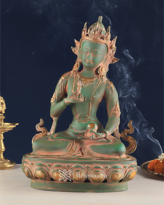 Brassaura™ Pure Brass Vajrasattva Idol – Height 16 Inches, Weight 5.7 Kgs
