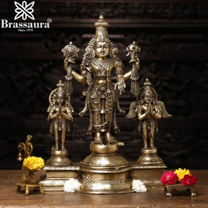 Brass Vishnu Garud & Hanuman Statue Weight 25 Kg And Height 24.5 Inch