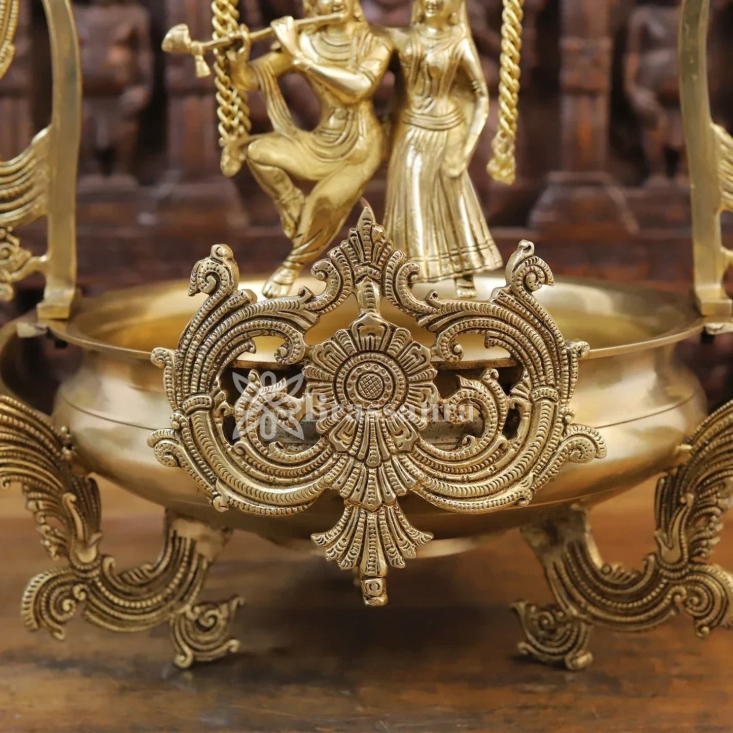 Brass Radha Krishna Urli Statue Weight 14.06 Kg And Height 23.5 Inch