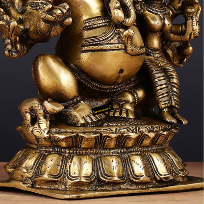 Brassaura™ Maha Ganapati Siddhi Ganesha Brass Statue – Height 9 Inches, Weight 4 Kgs | Wisdom & Prosperity Idol