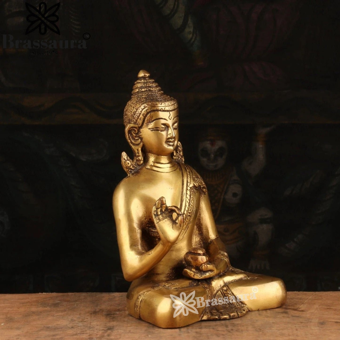 Brass Blessing Royal Golden Buddha Weight 1 kg & Height 6 Inch