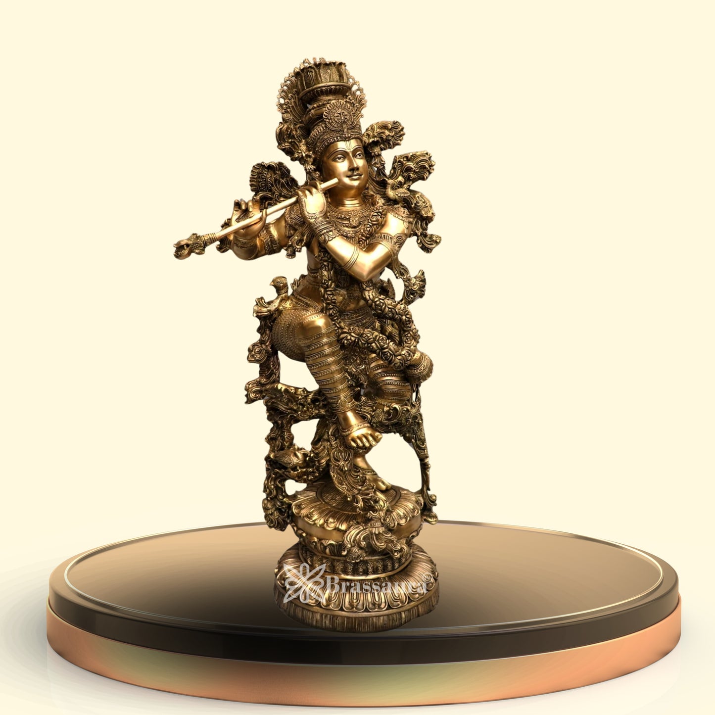 Brass Krishna Murti Weight 78 Kg And Height 43 Inch