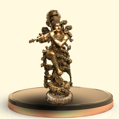 Brass Krishna Murti Weight 78 Kg And Height 43 Inch