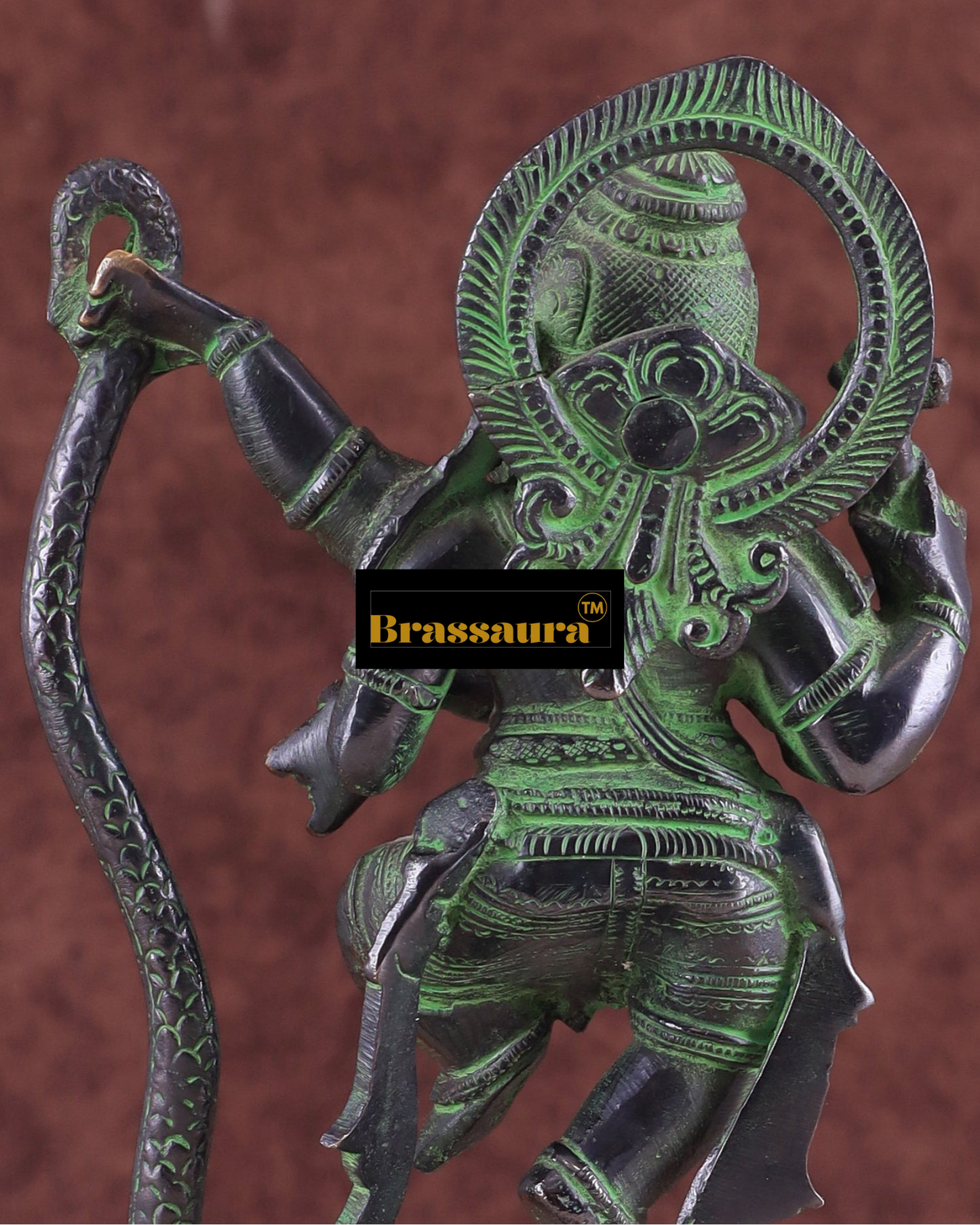 Brassaura™ Brass Dancing on Snake Lord Ganesha Statue – 11.5" Height, 3.25 kg – Unique Antique Black & Green Finish