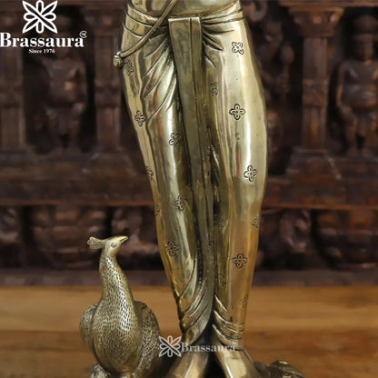 Brass Krishna Murti Weight 14.56 Kg And Height 29.5 Inch