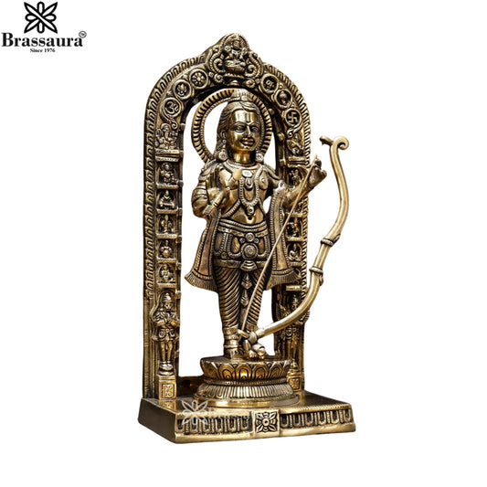 ब्रैसौरा™ पीतल राम लला - ऊंचाई 12 इंच और वज़न 4.2 किलोग्राम | मंदिर एवं पूजा हेतु सजावट