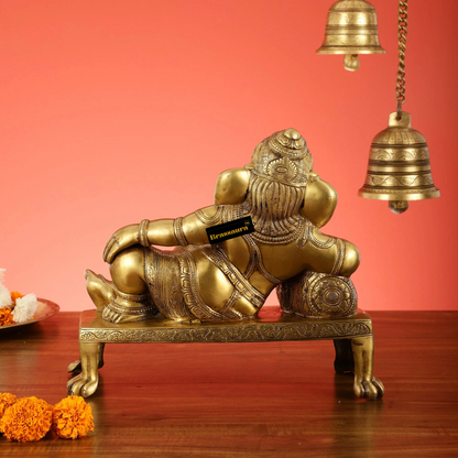 Brassaura™ Brass Resting Ganesha Statue – Height 10.5 Inches, Weight 6.75 Kgs