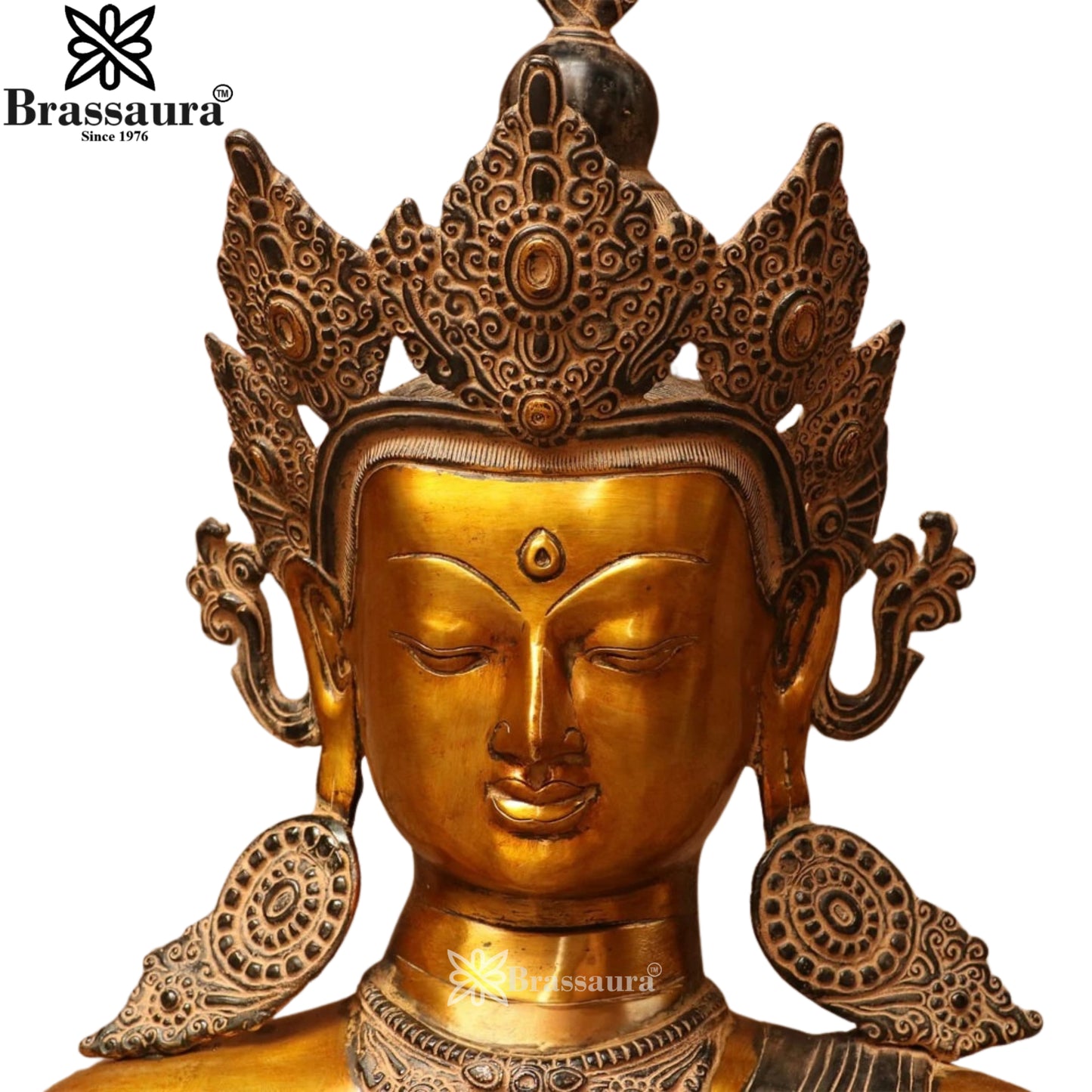 Brass Antique Tara Brust Statue Weight 10 Kg And Height 17 Inch