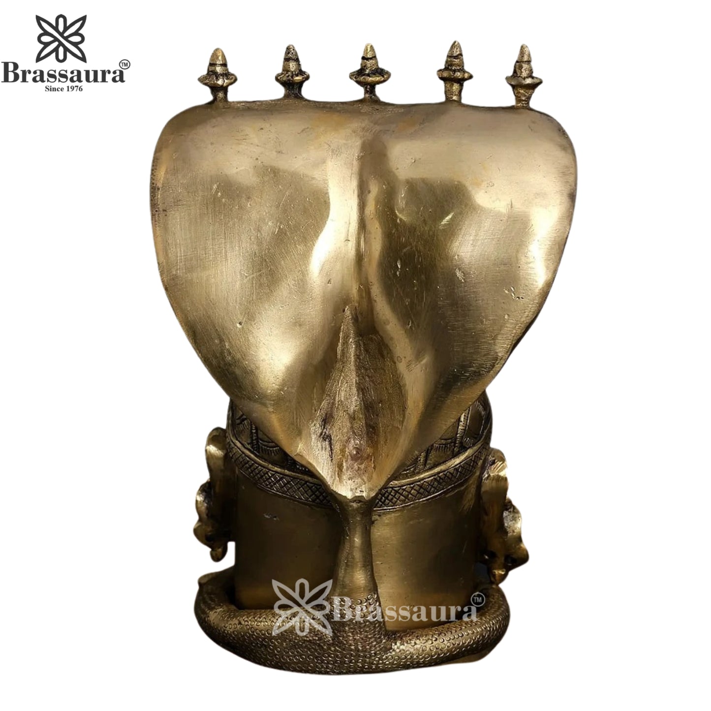 Brass Shiva Mukhlingam With Naagraaj Statue Weight 4 Kg And Height 9.5 Inch