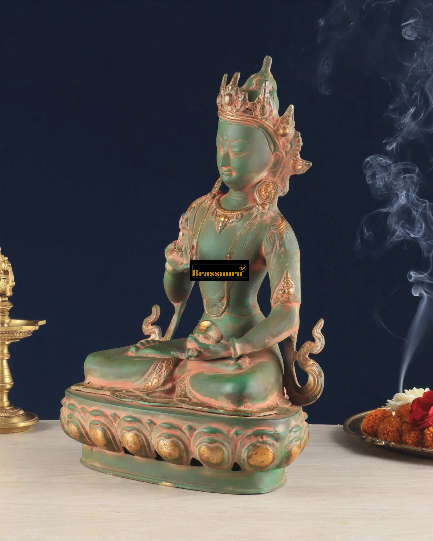 Brassaura™ Pure Brass Vajrasattva Idol – Height 16 Inches, Weight 5.7 Kgs