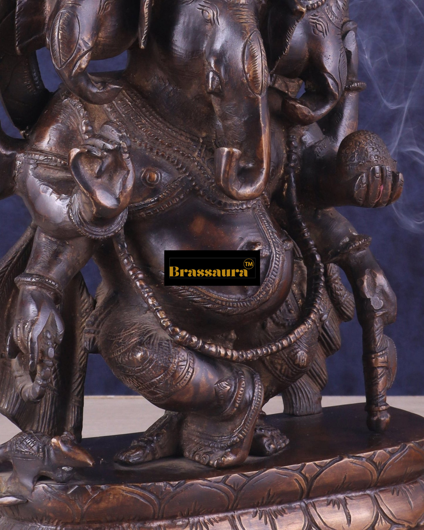 Brassaura™ Brass Ganesha Idol – Height 12 Inches, Weight 7 Kg – Perfect for Home Decor & Gifting