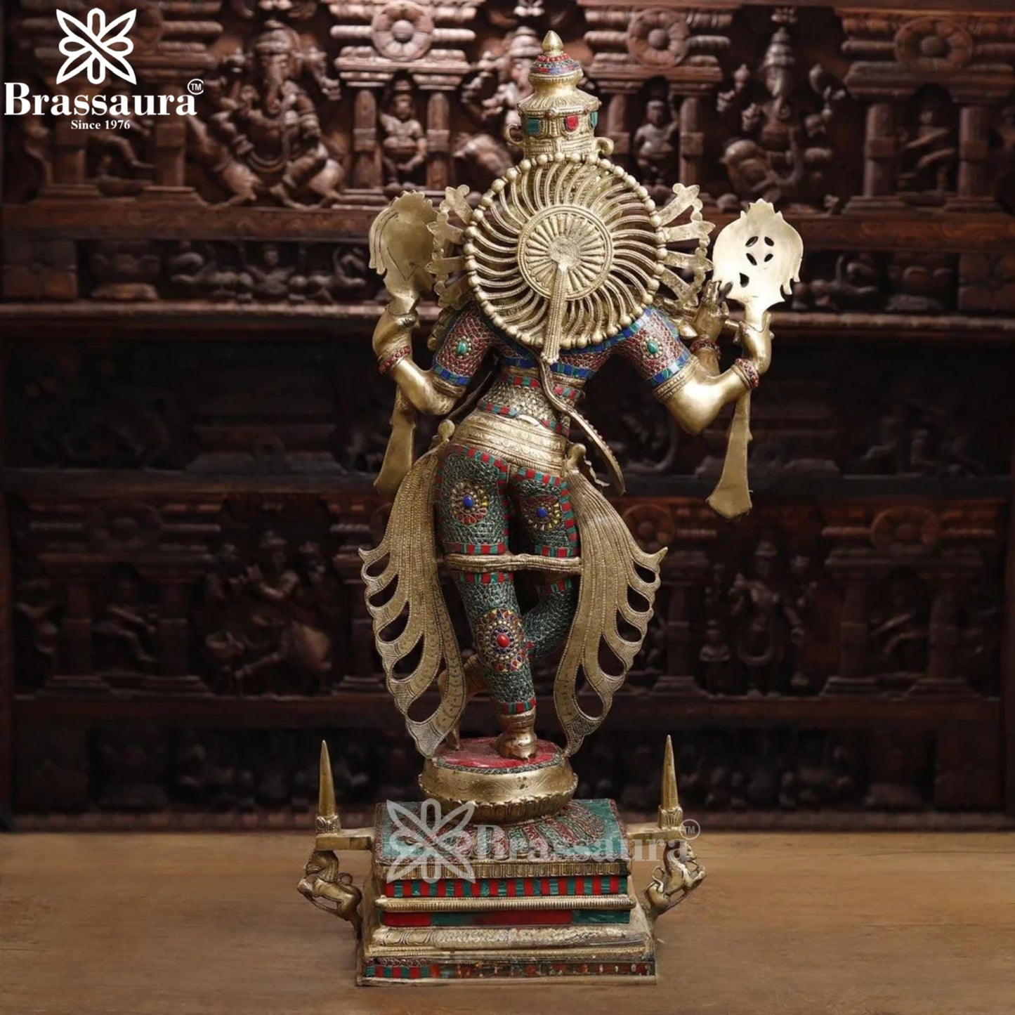 Brass Krishna Murti Weight 49.35 Kg And Height 41 Inch