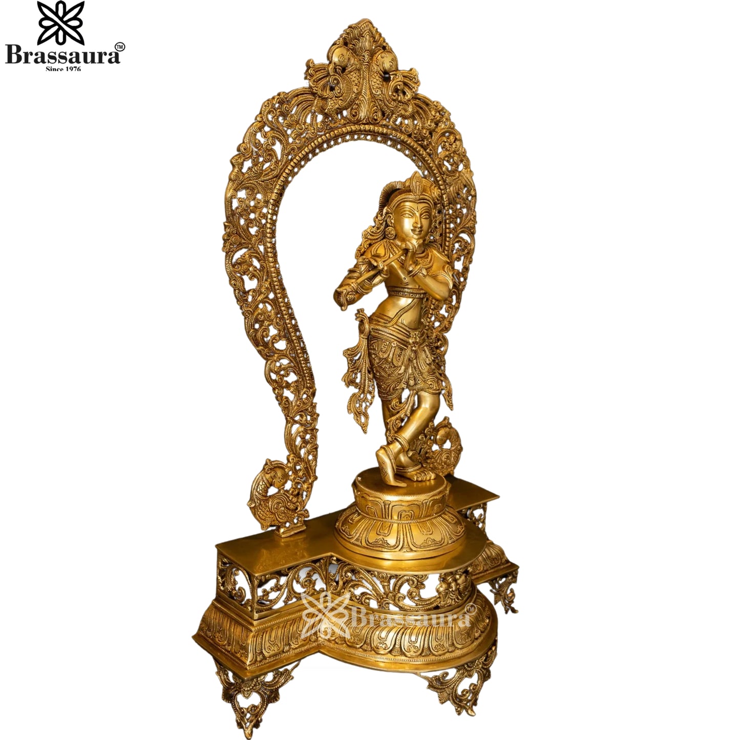 Brass Royal Gold Krishna Murti Weight 20 Kg And Height 30.5 Inch