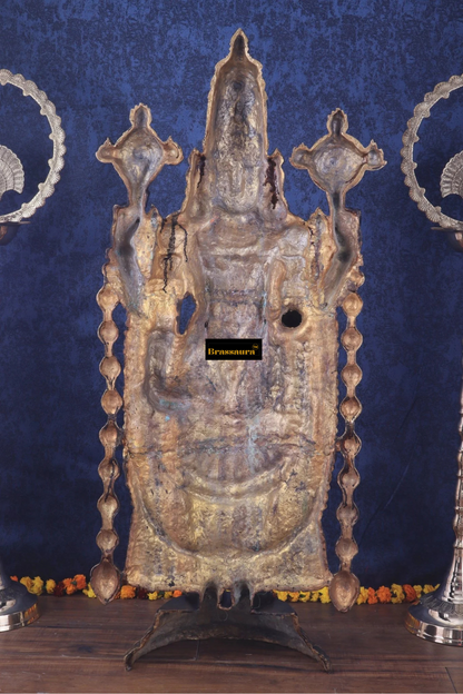 Brassaura™ Brass Tirupati Balaji Idol | Height 48 Inches , Weight 49 Kgs | Black & Rose Golden Lord Venkateshwara Statue with Studded Stonework