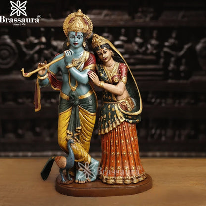 Brass Radha Krishna Murti Weight 20.27 Kg And Height 23 Inch