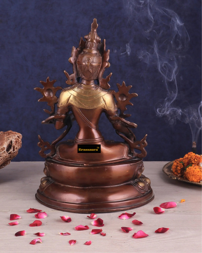 Brassaura™ Pure Brass Tibetan White Tara Idol – Height 14 Inches, Weight 5.3 Kgs