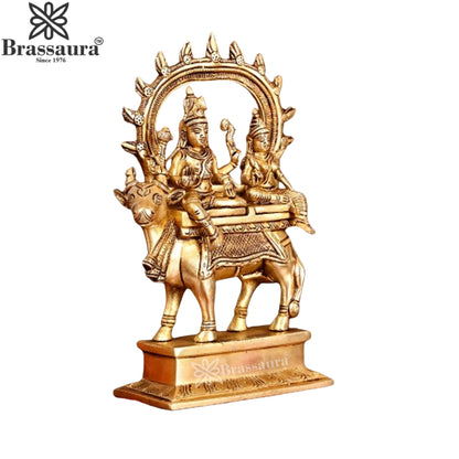 Brass Lord Shiv With Parvati & Nandi Statue Weight 4.8 Kg And Height 30 Inch