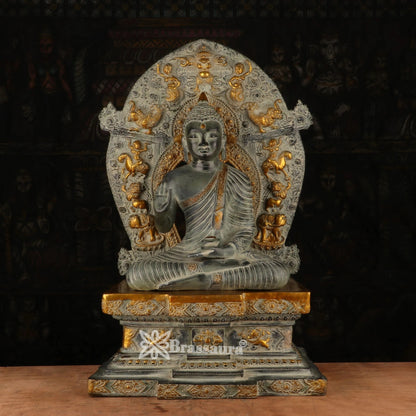Brass Blessing Buddha Weight 25.8 kg & Height 25 Inch