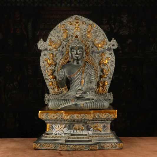 Brass Blessing Buddha Weight 25.8 kg & Height 25 Inch