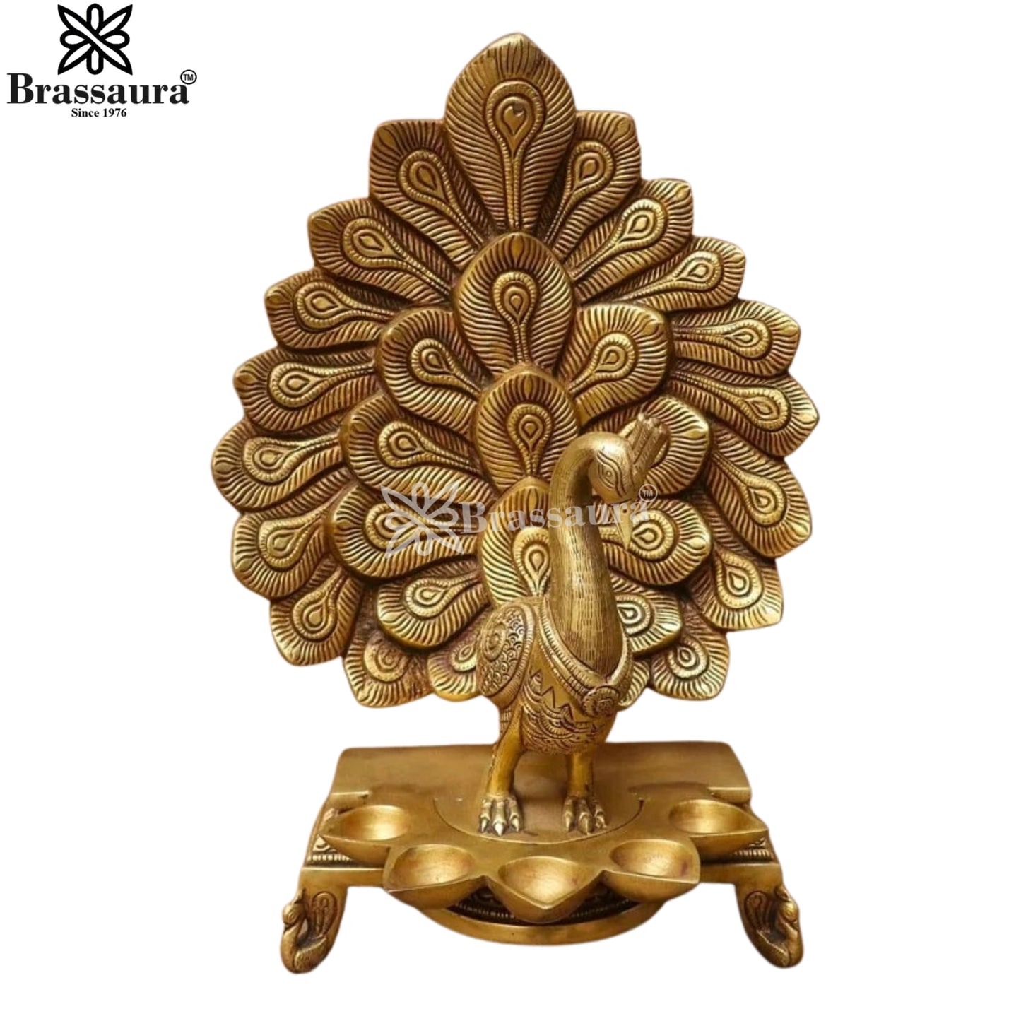 Brass Peacock Diya Weight 4.6 Kg And Height 14 Inch