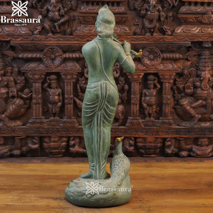 Brass Krishna Murti Weight 14.78 Kg And Height 29 Inch