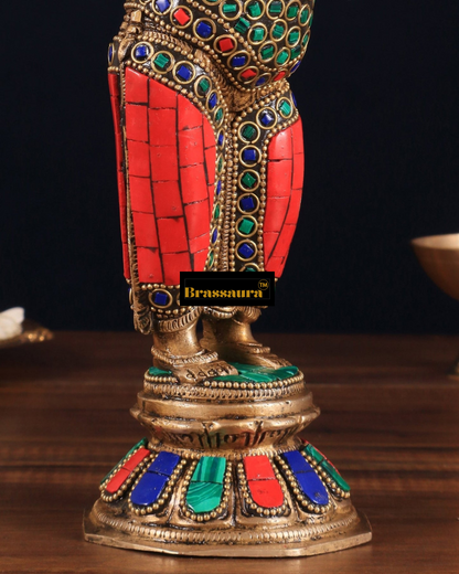 Brassaura™ Standing Brass Ganesha Idol – 10 Inch Height | 2.58 kg | Symbol of Wisdom & Prosperity