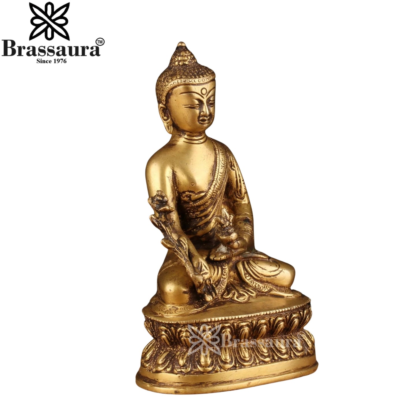 Brass Bhumisprasa Buddha Weight 1.3 kg & Height 7 Inch