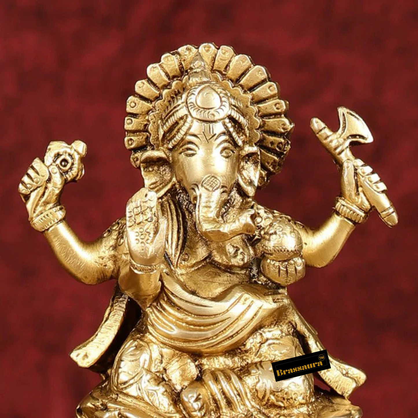 Brassaura™ Brass Duo – Ganesha & Lakshmi Idols | Height 5 Inches, Weight 2 Kgs | Auspicious Set