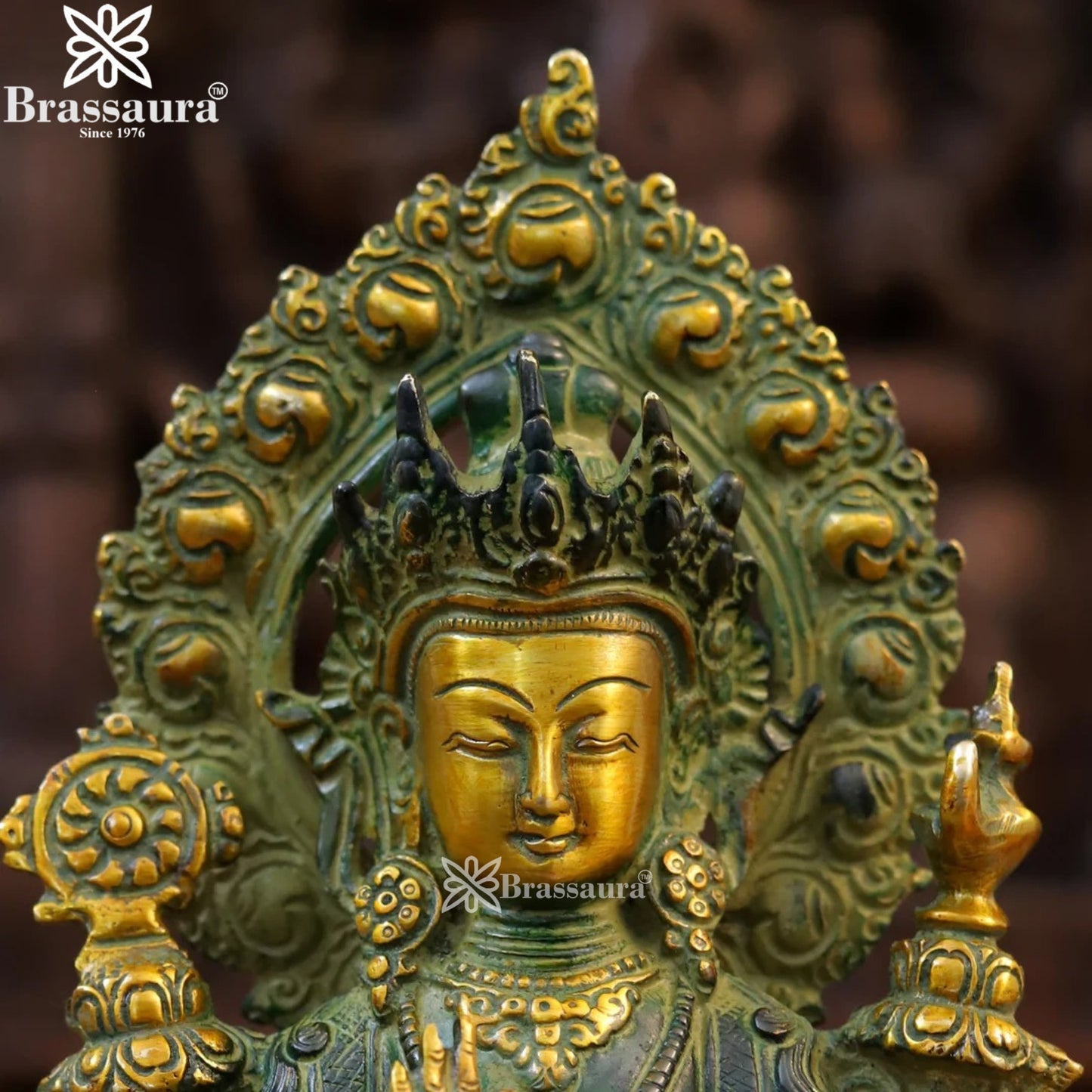 Brass Vintage Gold Tara Statue Weight 2.86 Kg And Height 11.5 Inch