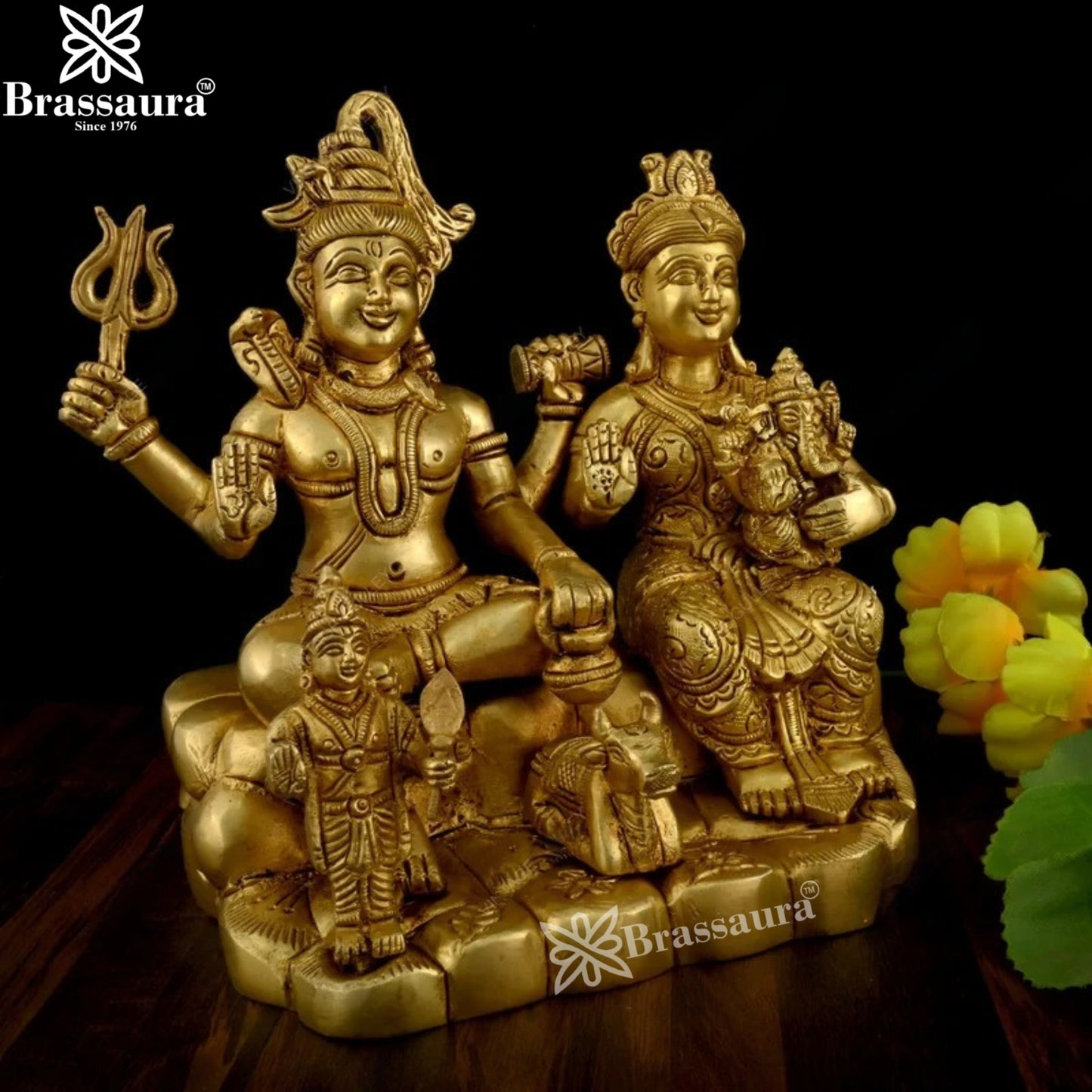 Brass Superfine Lord Shiv Family Statue Weight 3 Kg And Height 15 Inch