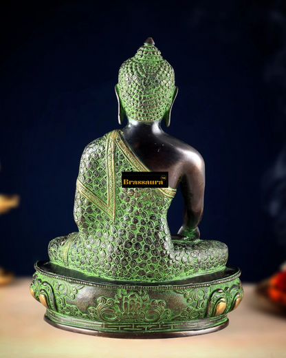 Brassaura™ Pure Brass Buddha Idol – Height 13 Inches, Weight 6.66 Kgs